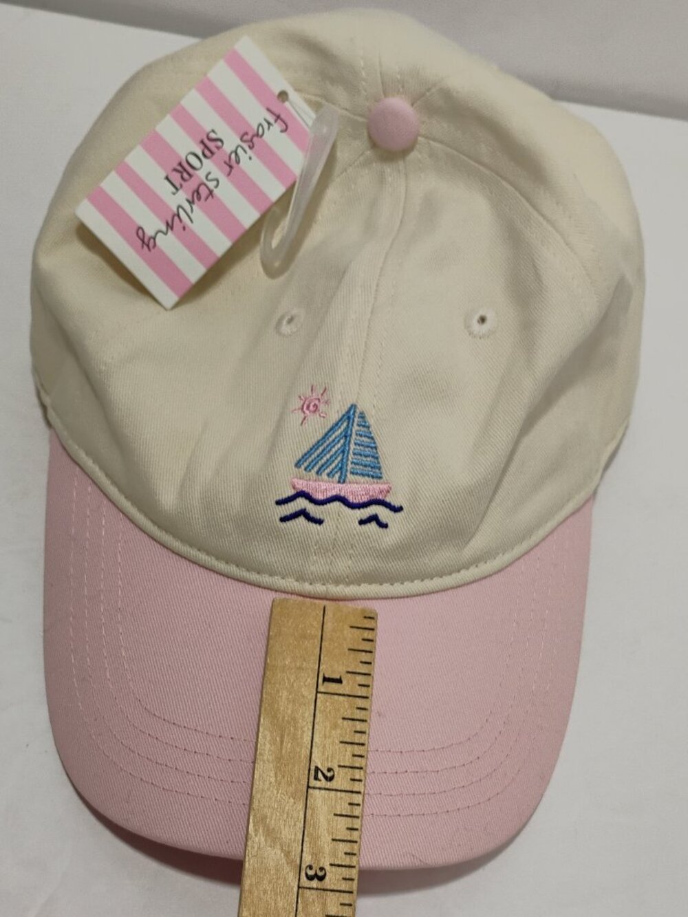 NWT Frasier Sterling Sport Sailboat Hat Cap Womens Adjustable Pink Cream - Picture 6 of 8